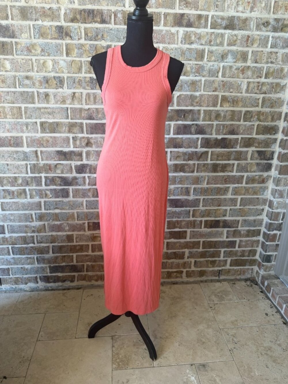 Banana Republic tank dress coral pink sleeveless round neck size XS ribbed